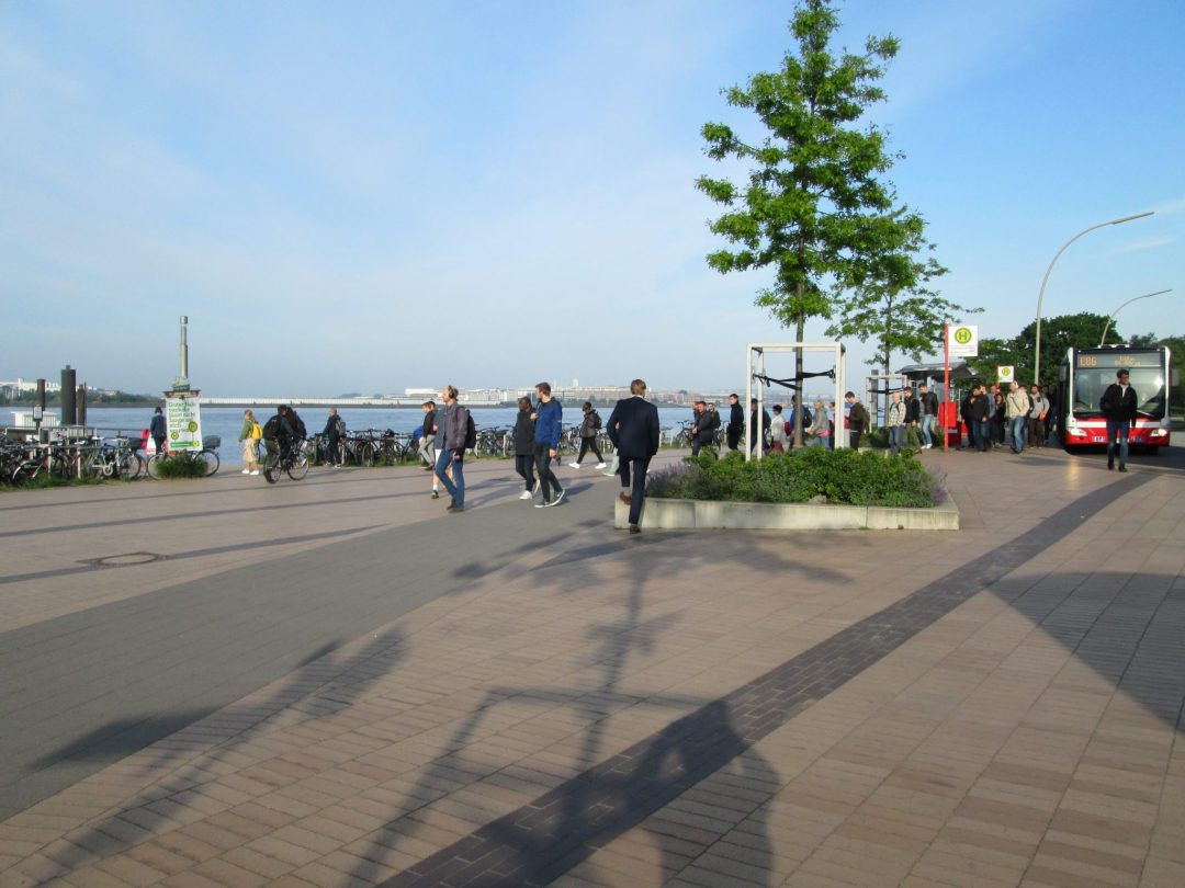 Pedestrians At The Public Quai At “Teufelsbrück”