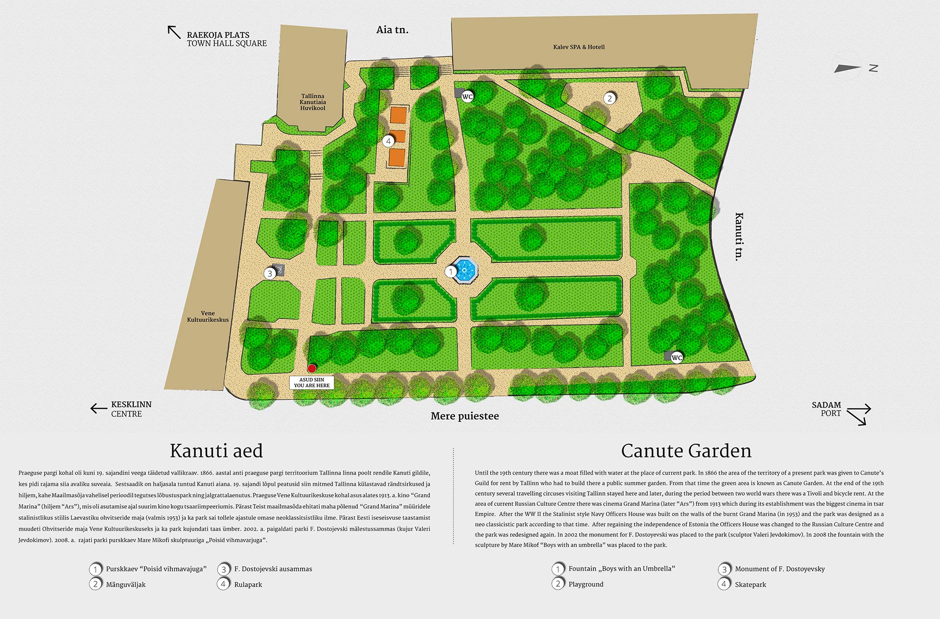 Map of the Canute Garden in Tallinn, Estonia